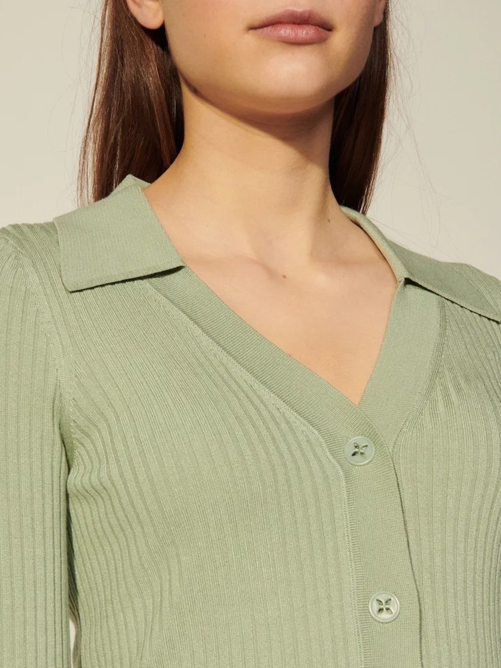 SANDRO Ribbed Cardigan With Polo Collar - Picture 5 of 13